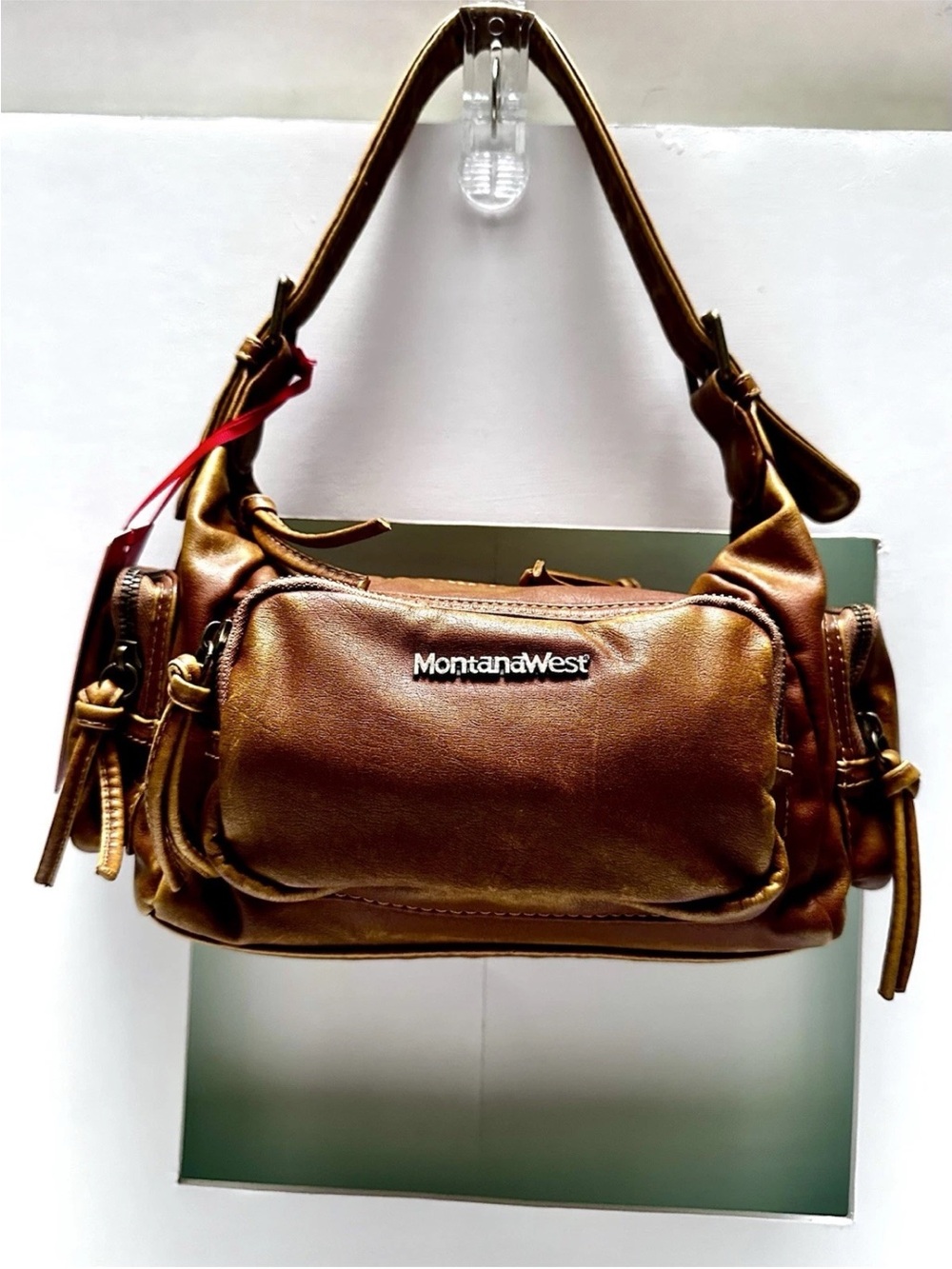 NEW Montana West Crossbody shoulder Bag Soft Vegan Leather Stone Wash HOBO TAN